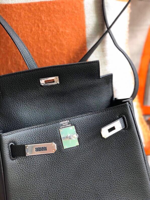 Hermes Kelly Ado Backpack In Black Clemence Leather